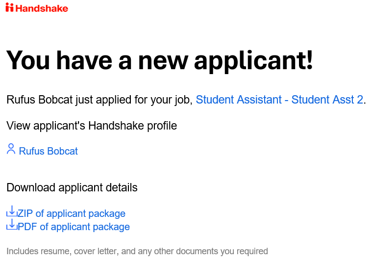 New applicant notification