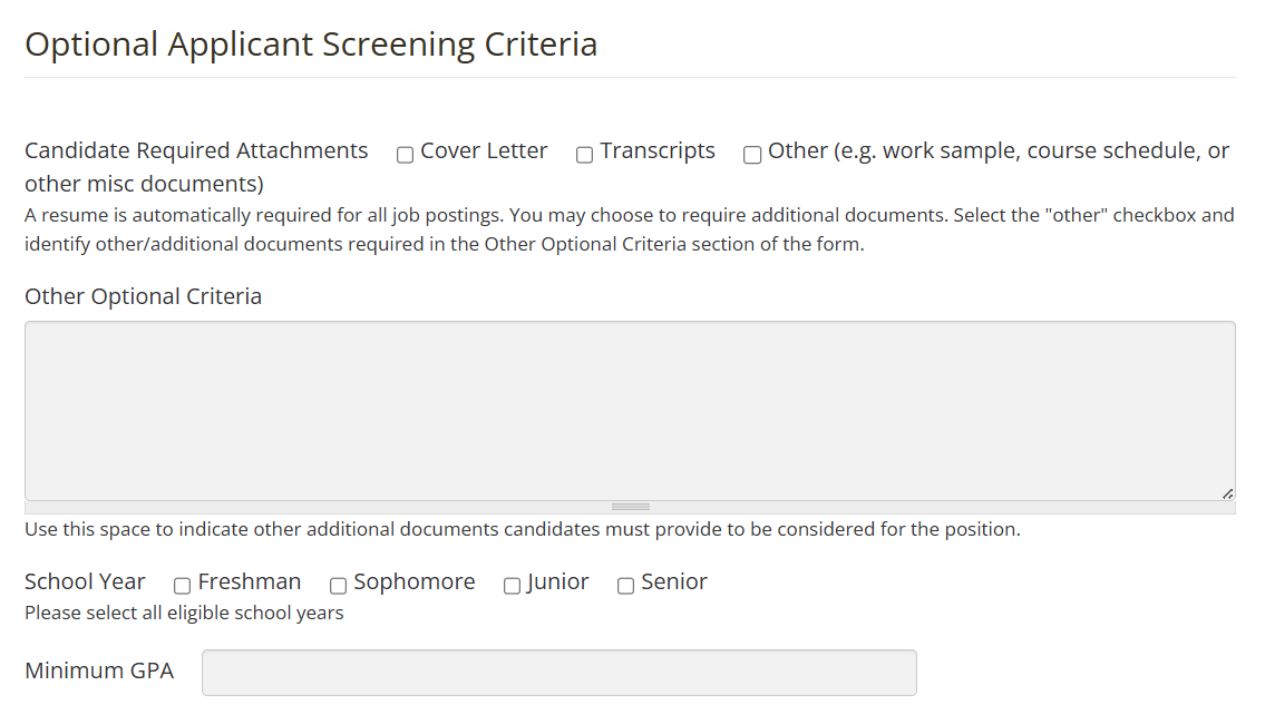 Optional Criteria