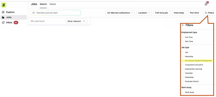 Handshake Jobs Filter